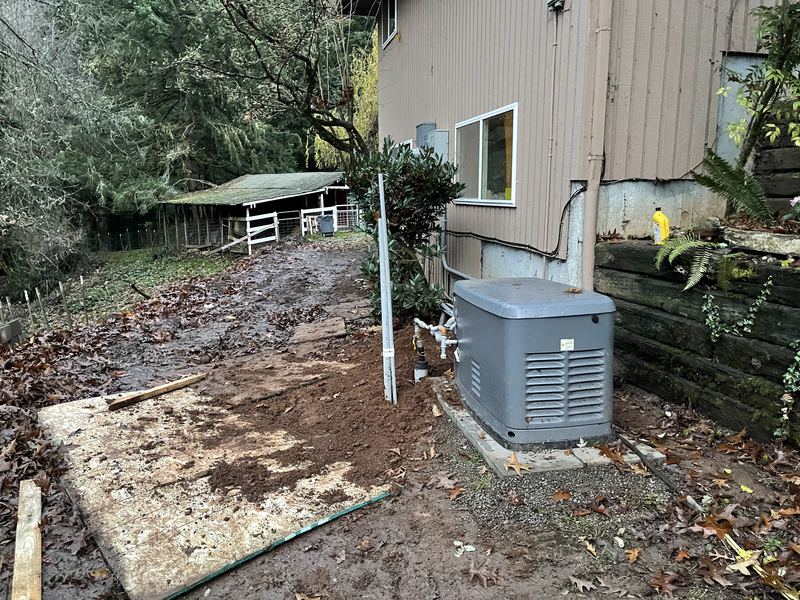 Standby generator installed beside a home