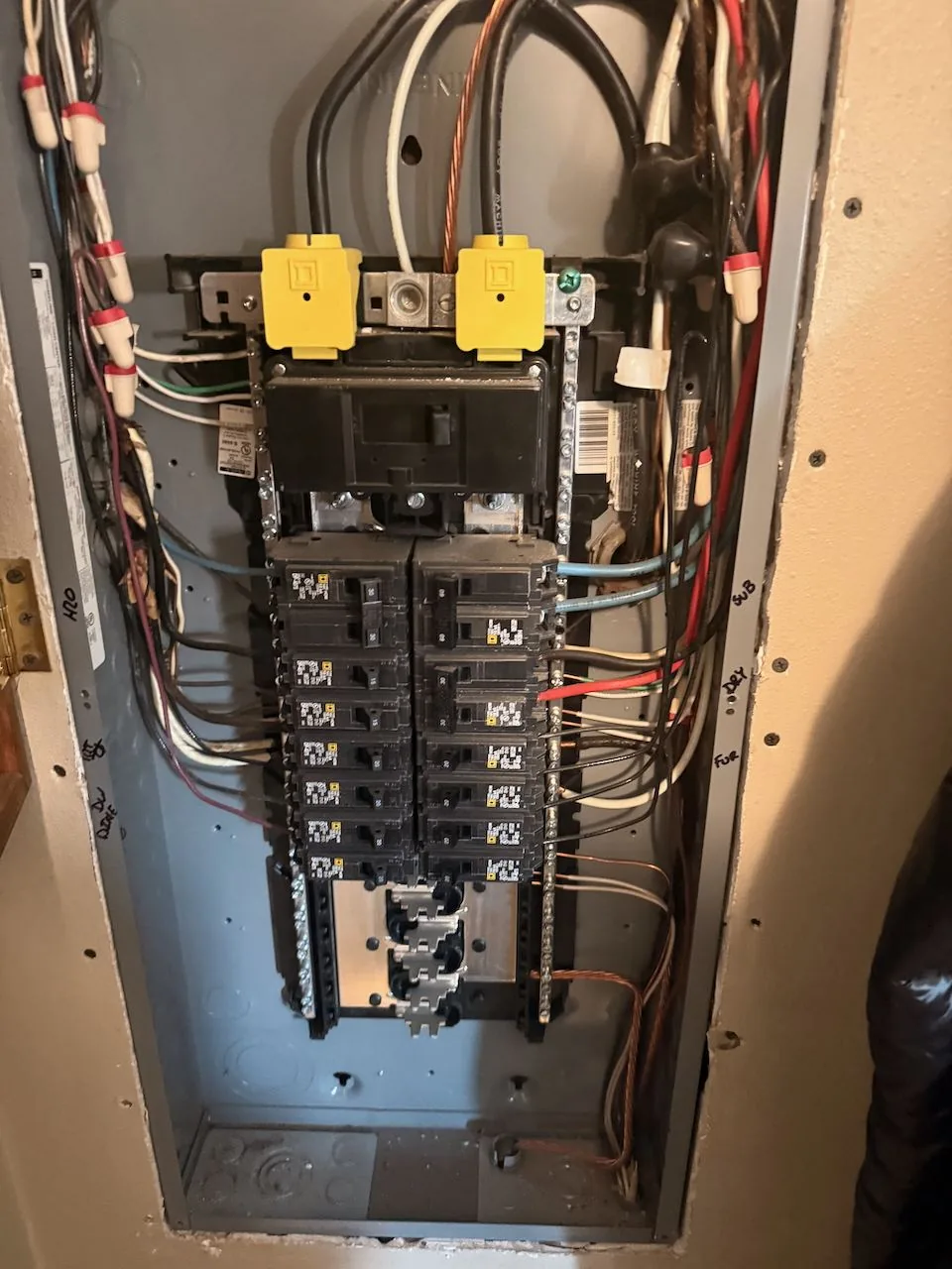 New electrical panel installed by Smiley Electric, breakers wired and labeled